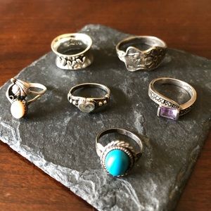 Lot of 6 rings, 5 marked Sterling Silver